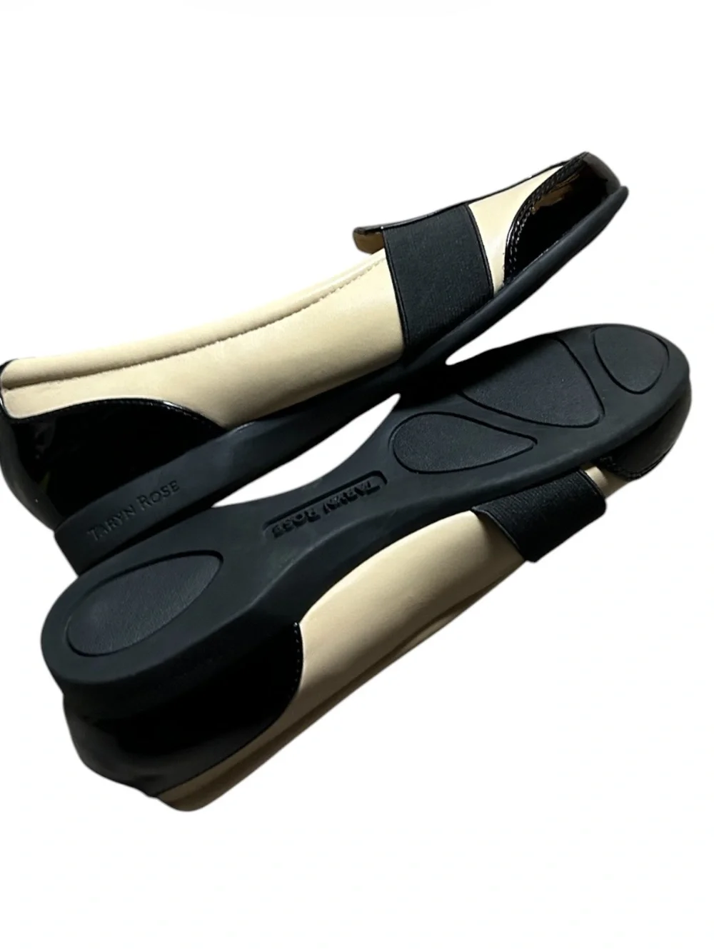 Taryn Rose Taurus Tan & Black Patent |Leather Slip On Loafer Size 8M - Picture 4 of 4